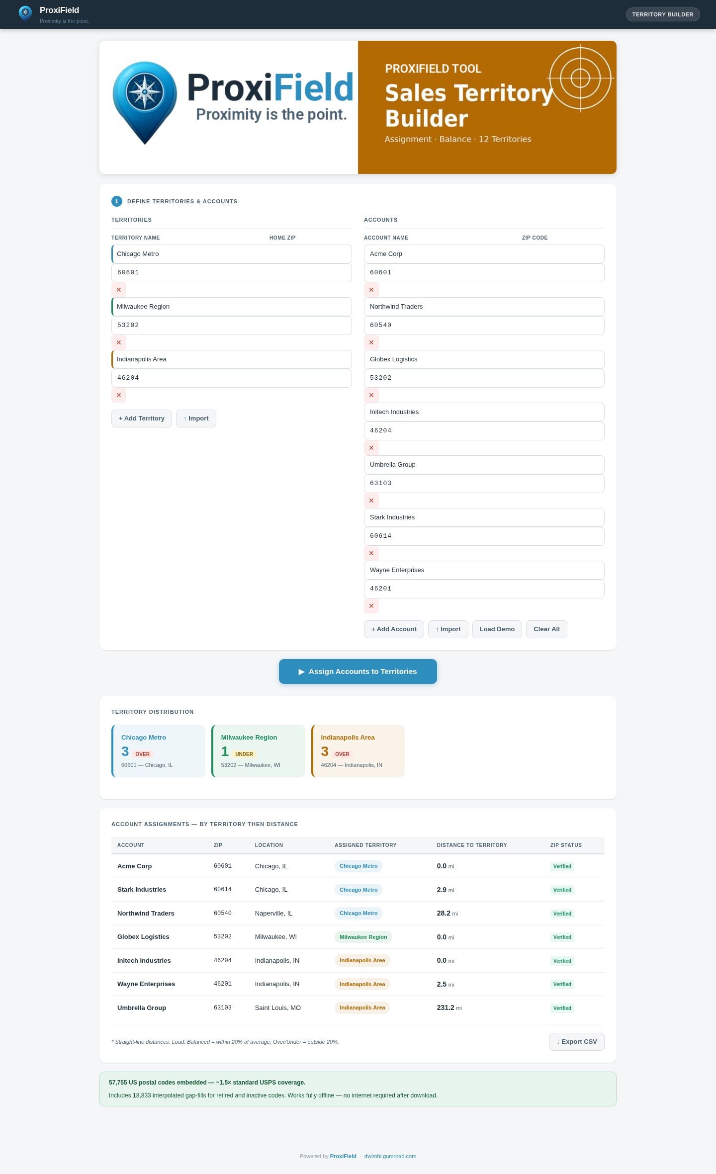 Territory Builder example